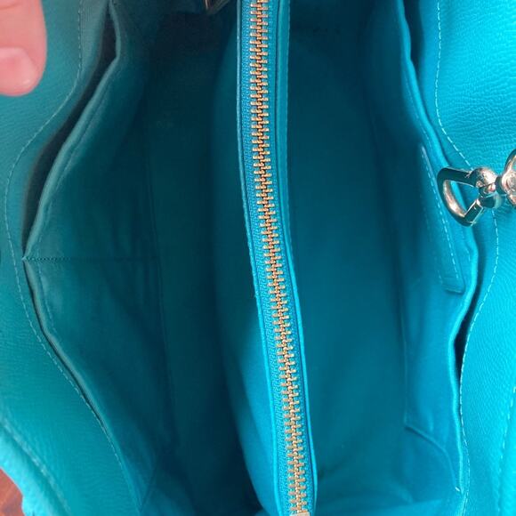 Coach Purse Handbag Satchel Turquoise - Picture 6 of 10